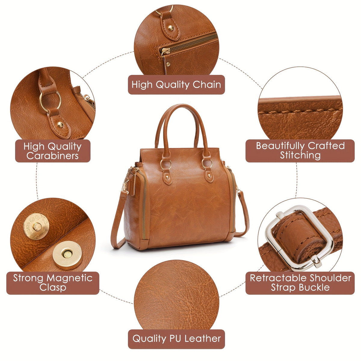 Retro Handbag PU Leather Women Bag Purse Portable Storage Bag With Multi Card Slots Women's Multi Layer Crossbody Bag