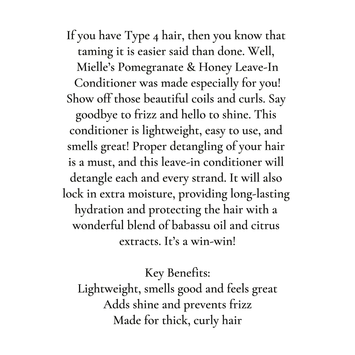 Hair Care Mielle Pomegranate & Honey Leave-In Conditioner Detangling Shampoo Curl Smoothie hair shiny