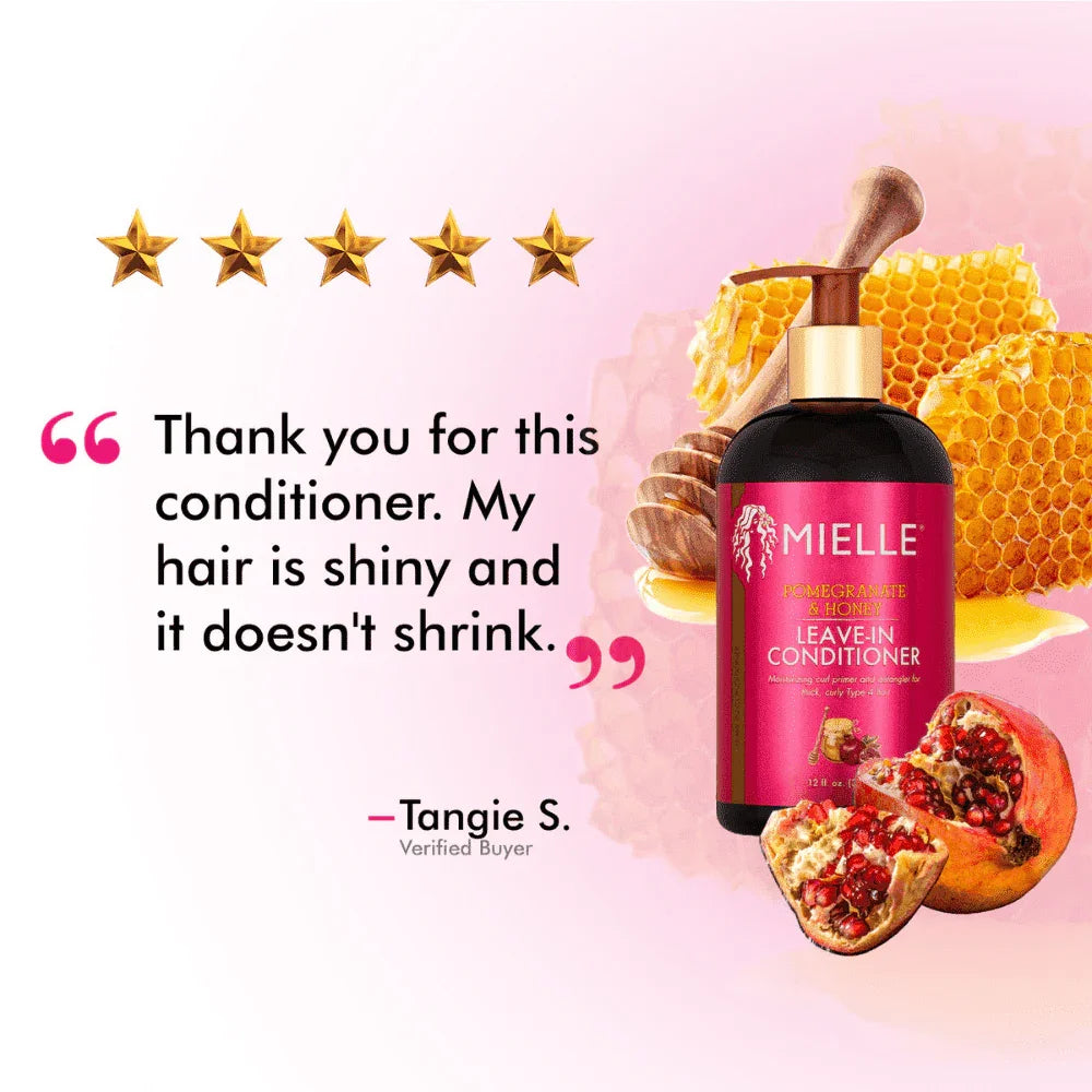 Mielle Organics Pomegranate & Honey Leave-In Conditioner + Honey Curl Smoothie Bundle