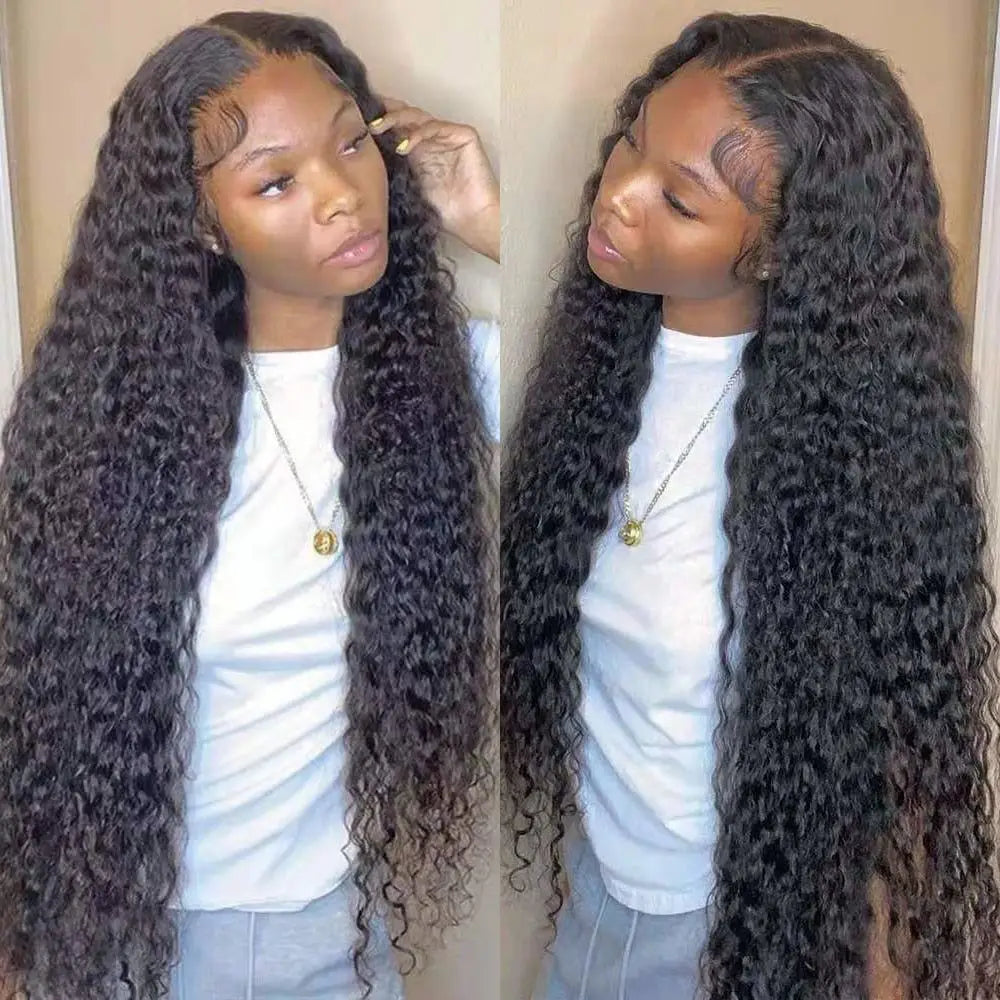 Finros 40 inch 250 Density Hd Lace Wig 13x6 Loose Deep Wave Human Hair Lace Frontal Wig Ready to Wear Curly 5x5 Glueless Wig