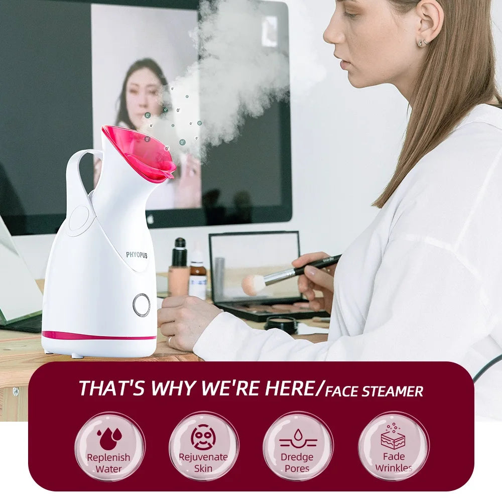 Face Steamer Nano Steam Hot Compress Heating Sprayer Skin Moisturizing Humidifier Pore Deep Cleaning Water Hydration Nebulizer