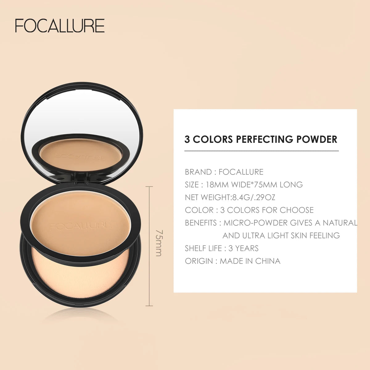 FOCALLURE 9 Colors Pressed Powder Oil Control Long-lasting Matte Lightweight Brightening Face Makeup Finishing Setting Powder