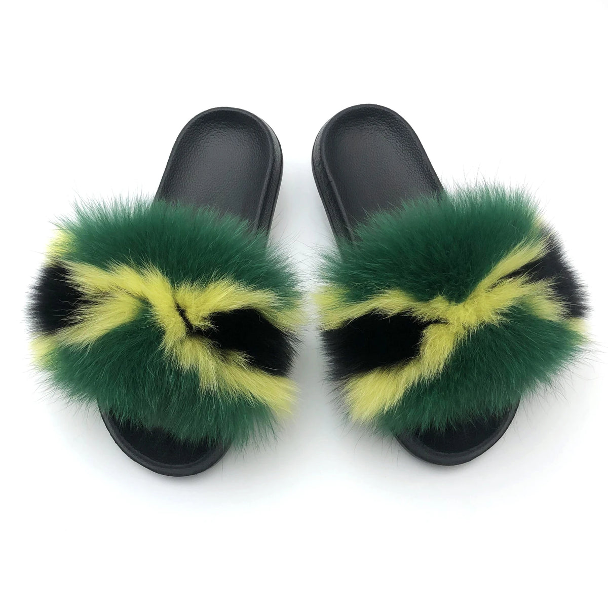 SARSALLYA Fur Slippers Women Real Fox Fur Slides Home Furry Flat Sandals Female Cute Fluffy House Shoes Woman Brand Luxury 2024
