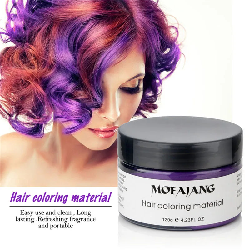 Mofajang Color Hair Wax Styling Pomade Silver Grandma Grey Disposable Natural Hair Strong Gel Cream Hair Dye for Women Men 120g