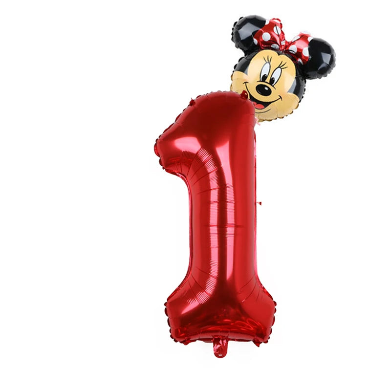 2pcs Disney Mickey Minnie Mouse Party Foil Balloons Mickey Head Balloon 32inch Number Balloon Baby Shower Birthday Party Decors