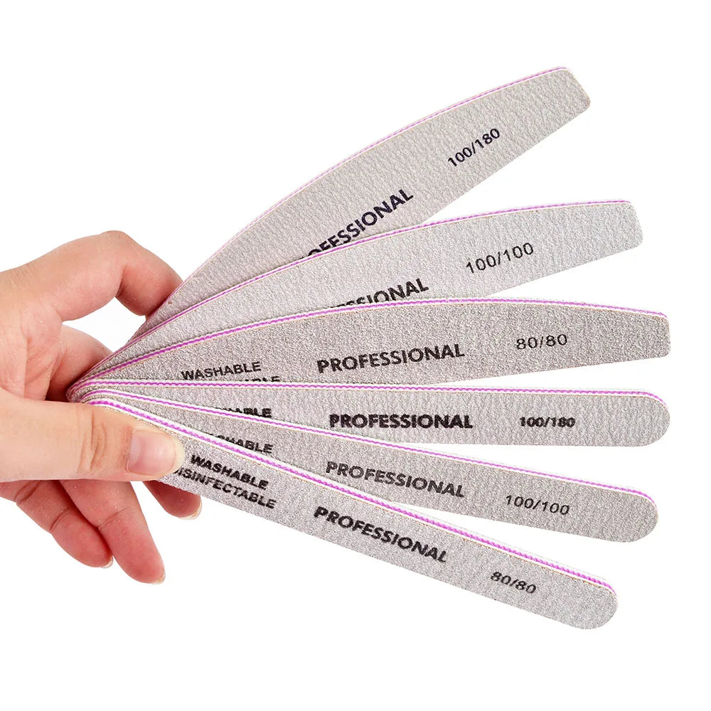 3/5pcs/10pcs Nailfile Professional Nail Buffer Black Sandpaper Strong Lime Angle 80/100/180 Buffing Sanding Files