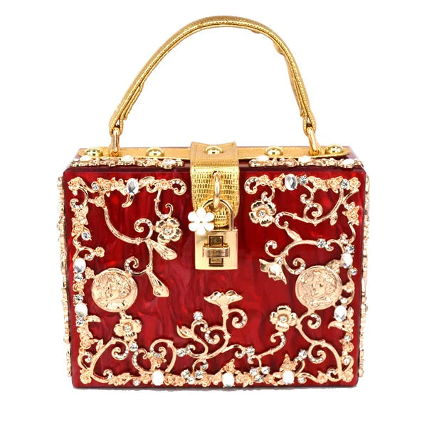 Box Designer diamond flower Clutch