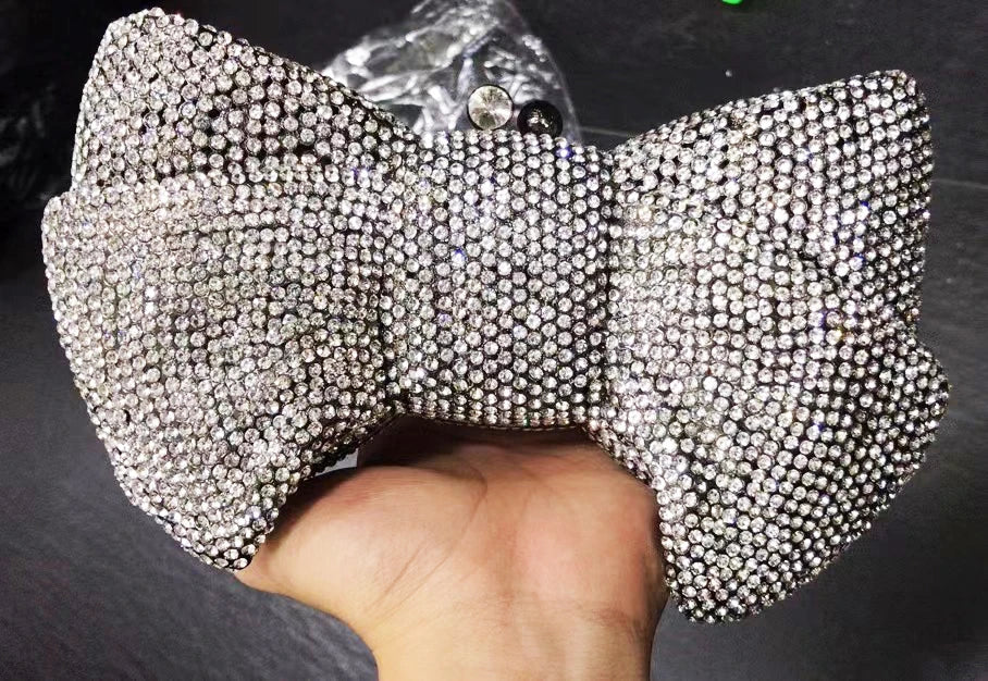 Best Design Bow Shape AB Rhinestone Purse Women Handbag Evening Clutch Bags High Quality Lady Diamond Crystal Party Wedding Bag
