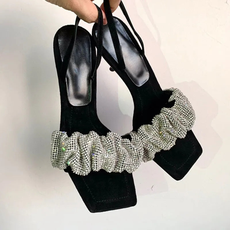 2024 Star style Luxury Rhinestones Women Sandals Elegant stiletto High heels Slingback Gladiator sandals Summer Party Prom shoes