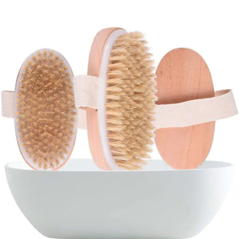 Natural Boar Bristles Dry Body Brush Wooden Oval Shower Bath Brushes Exfoliating Massage Cellulite Treatment Blood C5AC