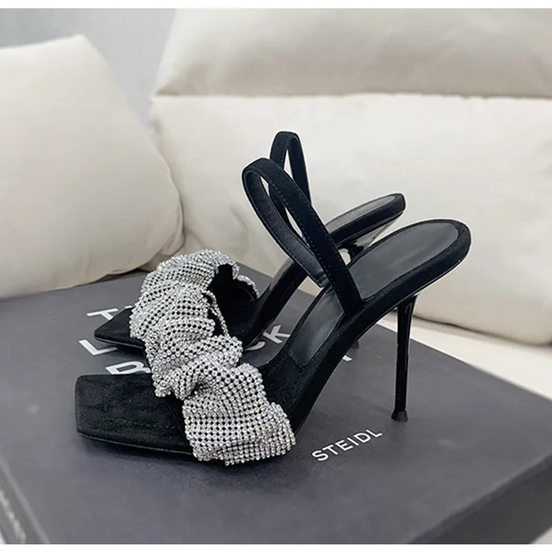 2024 Star style Luxury Rhinestones Women Sandals Elegant stiletto High heels Slingback Gladiator sandals Summer Party Prom shoes
