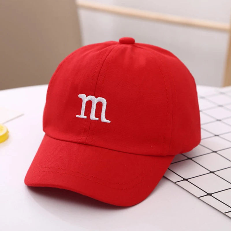 Children's Kid Baseball Cap for Girls Boy Hats Sunscreen Baby Hat Hip Hop M Letter Embroidered Kids Caps 1-6-8-12-15 Years