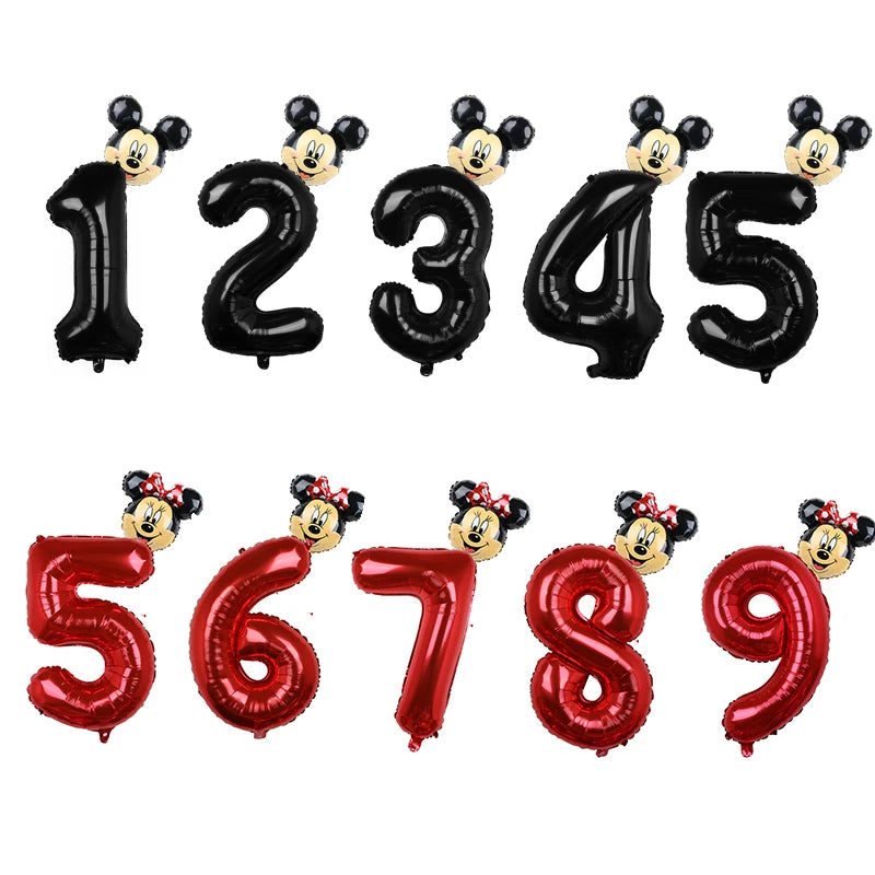 2pcs Disney Mickey Minnie Mouse Party Foil Balloons Mickey Head Balloon 32inch Number Balloon Baby Shower Birthday Party Decors