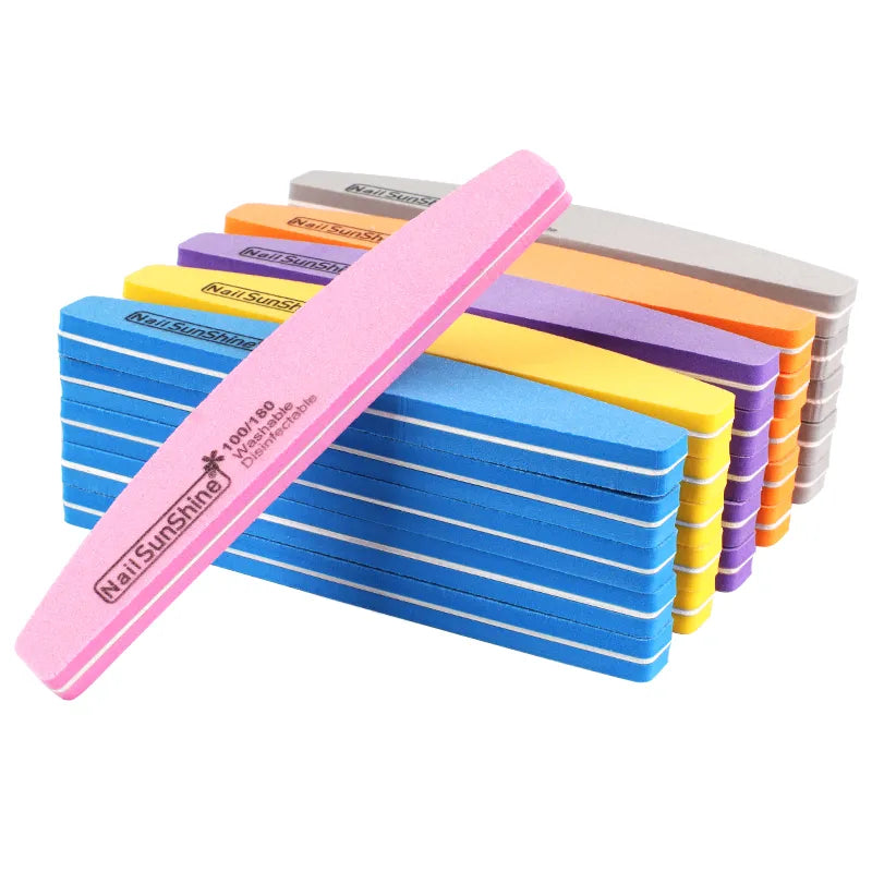 5Pcs Colorful Sponge Nail Art Files 100/180 Professionel Boat Nail Buffer Emery Board Grinding Manicure Buffers Block