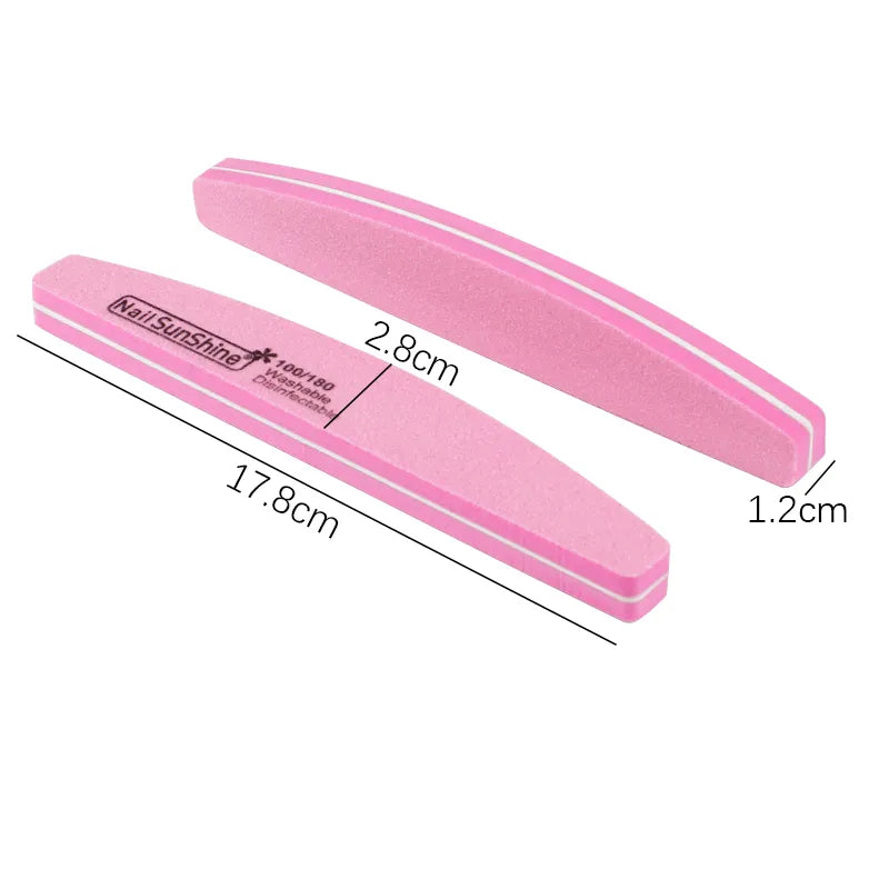 5Pcs Colorful Sponge Nail Art Files 100/180 Professionel Boat Nail Buffer Emery Board Grinding Manicure Buffers Block