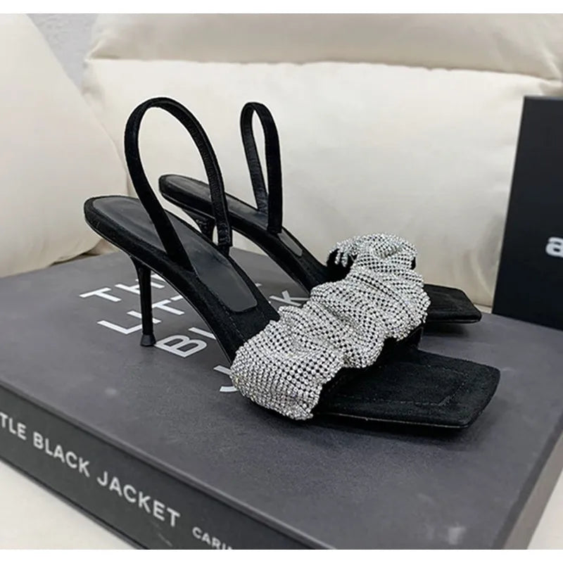 2024 Star style Luxury Rhinestones Women Sandals Elegant stiletto High heels Slingback Gladiator sandals Summer Party Prom shoes