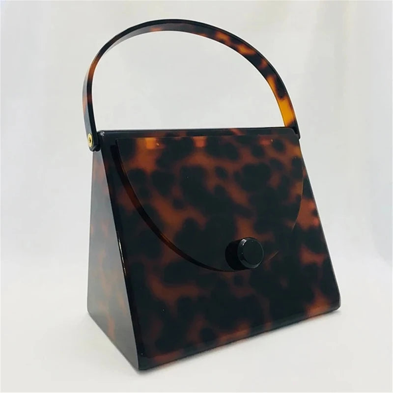 New Brand Acrylic Evening Bags Black Amber Leopard Clutch Purse Luxury Designer Women Wallet Wedding Bridal Party Prom Handbag
