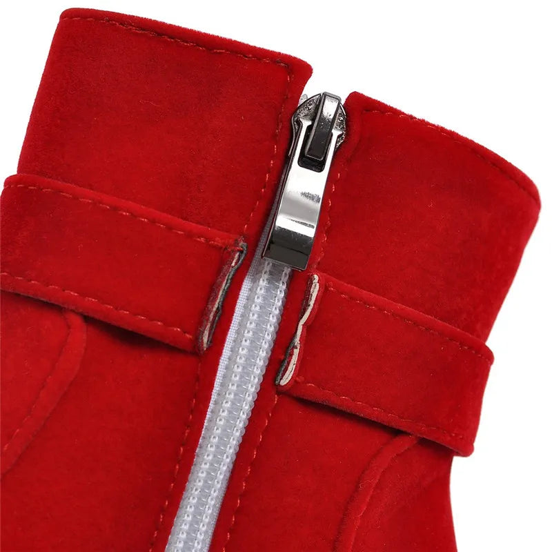 ANNYMOLI Extreme High Heel Ankle Boots Women Boots Platform Spike Heel Shoes Zip Buckle Short Boots Ladies Autumn Winter Red 43