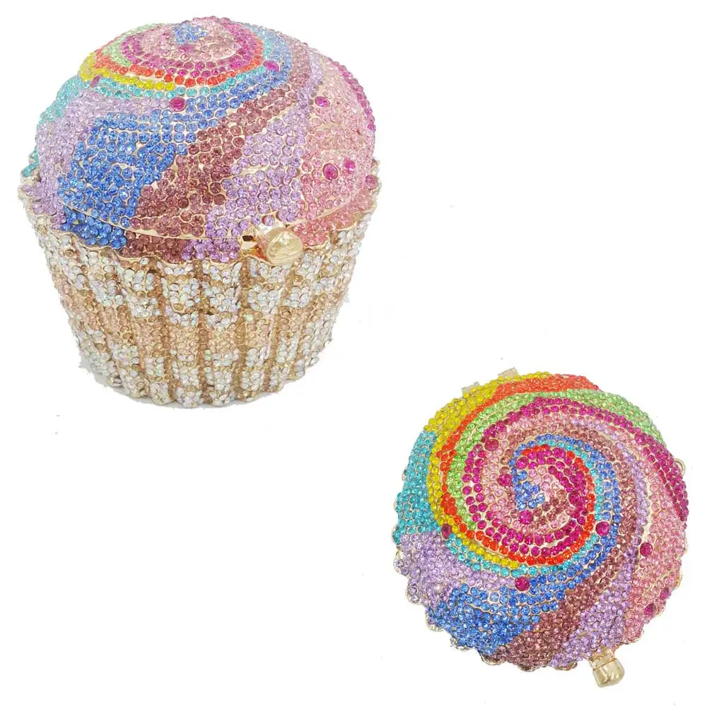 Designer Brand Luxury Crystal Evening Bag Fashion Cupcake Diamond Clutch Soiree Purse Women Wedding Bride Cake Handbags  SC515