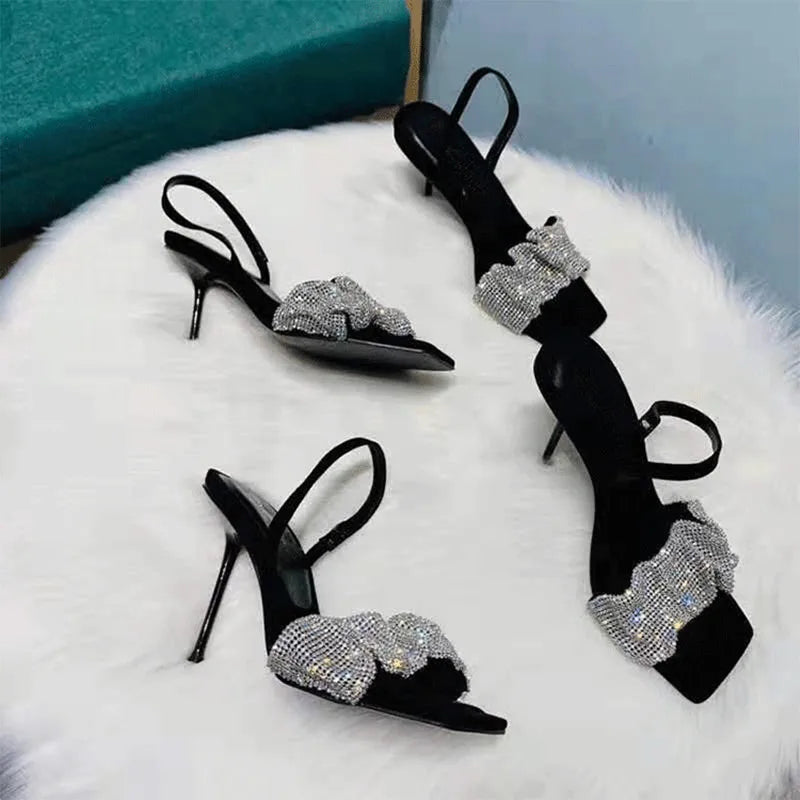 2024 Star style Luxury Rhinestones Women Sandals Elegant stiletto High heels Slingback Gladiator sandals Summer Party Prom shoes