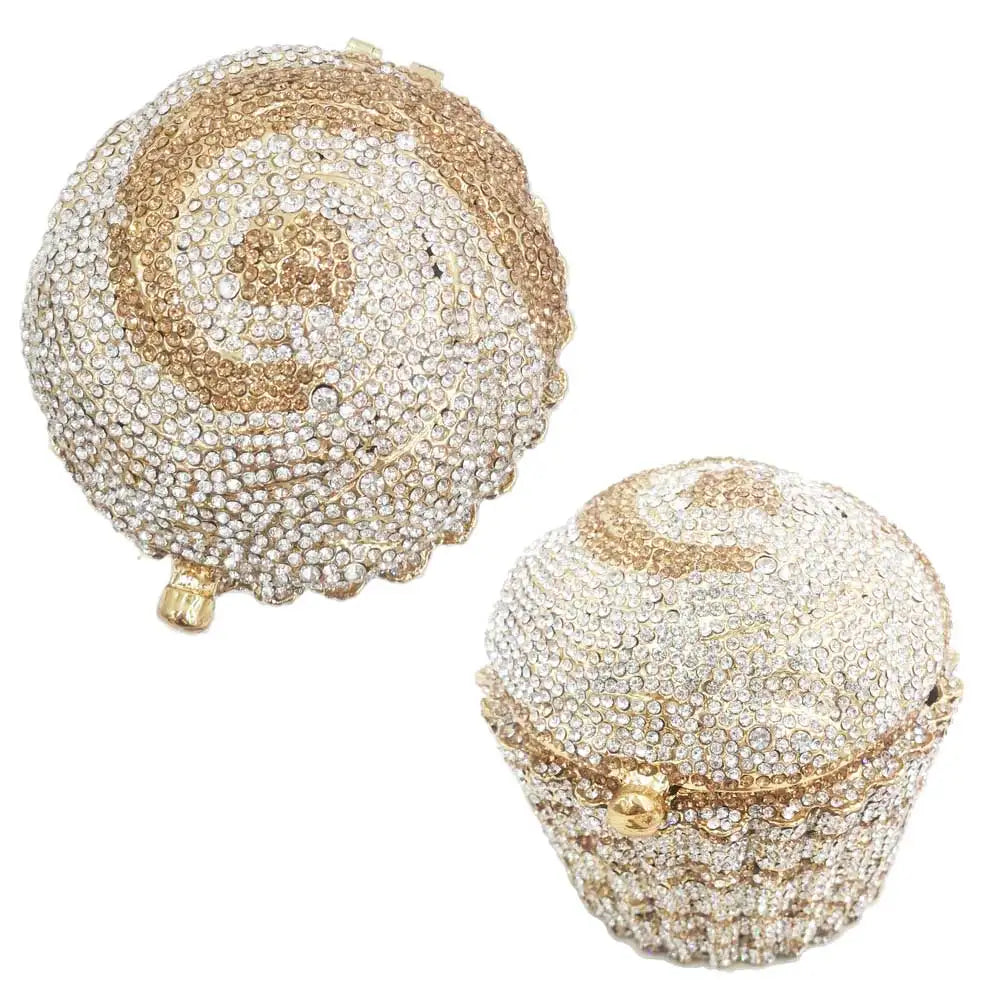 Designer Brand Luxury Crystal Evening Bag Fashion Cupcake Diamond Clutch Soiree Purse Women Wedding Bride Cake Handbags  SC515