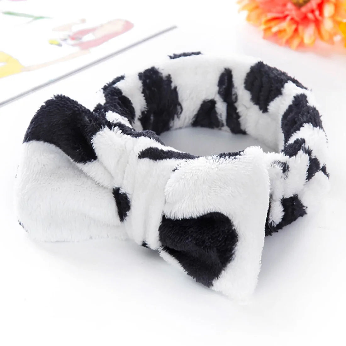 Korean Fashion Dot Printed Plush Bow Headbands Wash Face soft Hairband Makeup Headwrap Turban Elastic Headband Hair Accessories