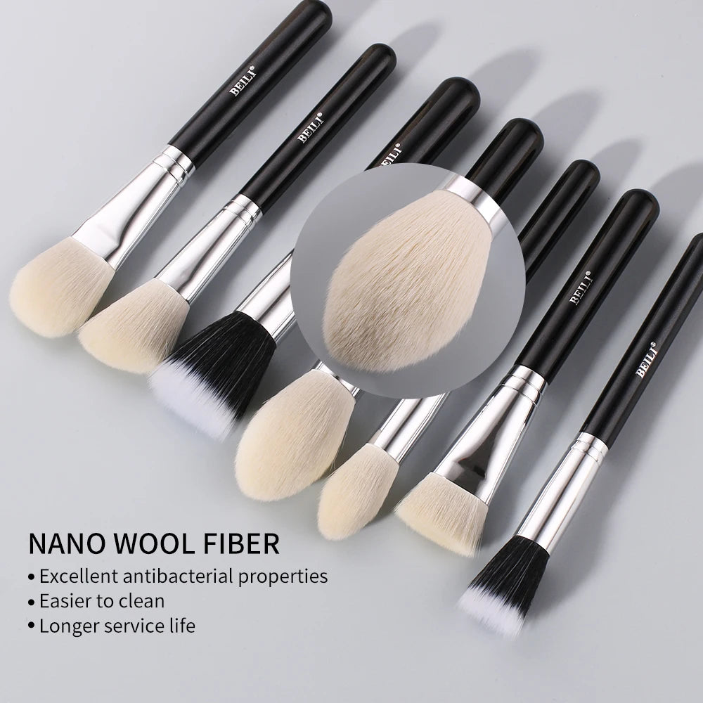 BEILI 15/25/30pcs Makeup brushes set No Logo Professional Natural goat hair Foundation Eyeshadow Eyebrow make up brushes