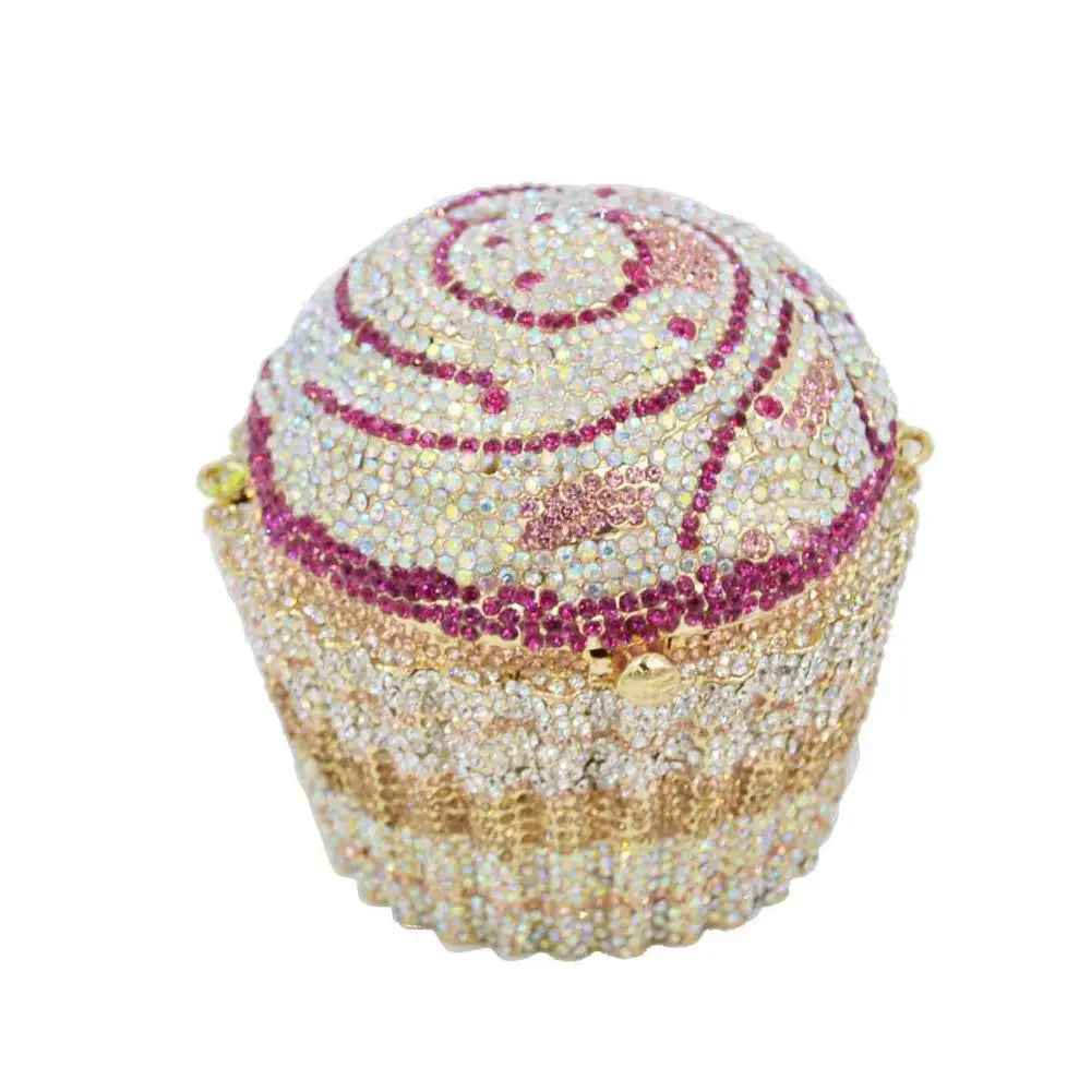 Designer Brand Luxury Crystal Evening Bag Fashion Cupcake Diamond Clutch Soiree Purse Women Wedding Bride Cake Handbags  SC515