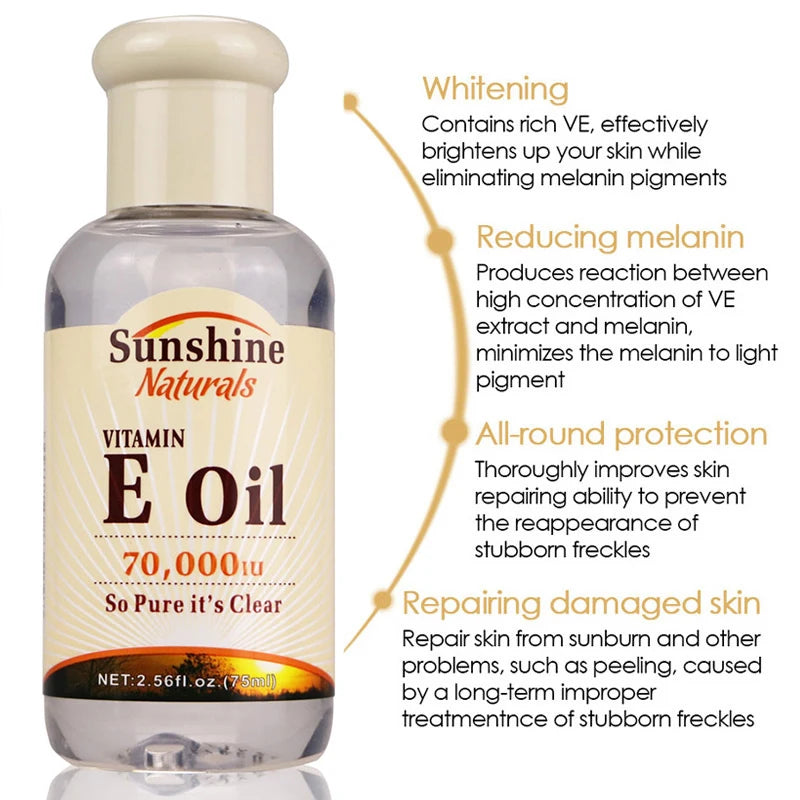 Pure Natural Vitamin E Oil Anti-Wrinkle Anti-aging Freckle Whitening Shrink Pores Reduce Dark Spots Stretch Marks Skin Care Tool