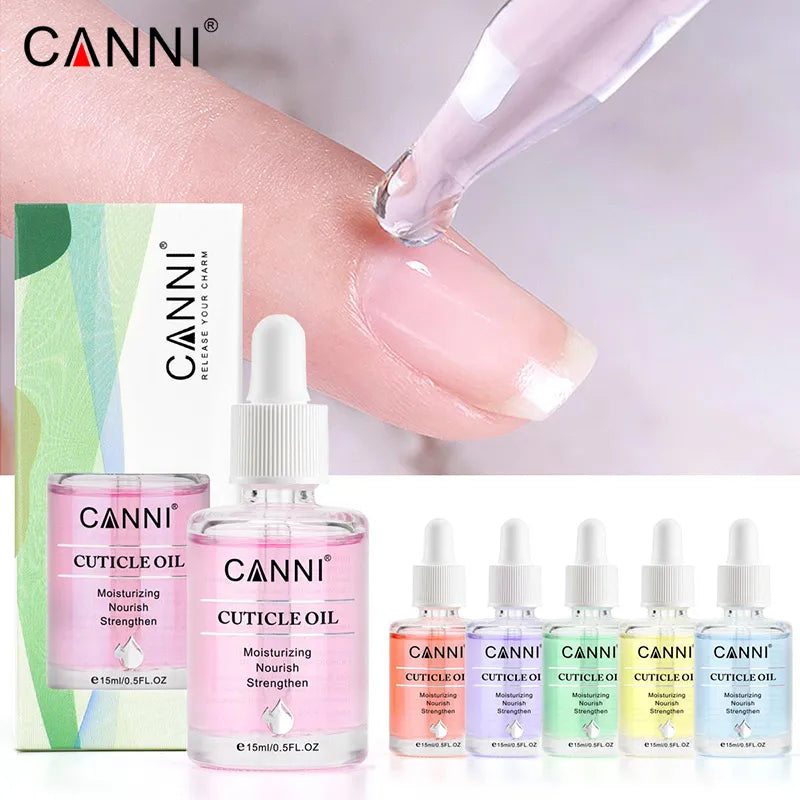 CANNI New 15ml Cuticle Oil 6 Flavor Nail Nourish Care Pure Natural Manicure Cuticle Deep Moisturize Oil Salon Cuticle Softener