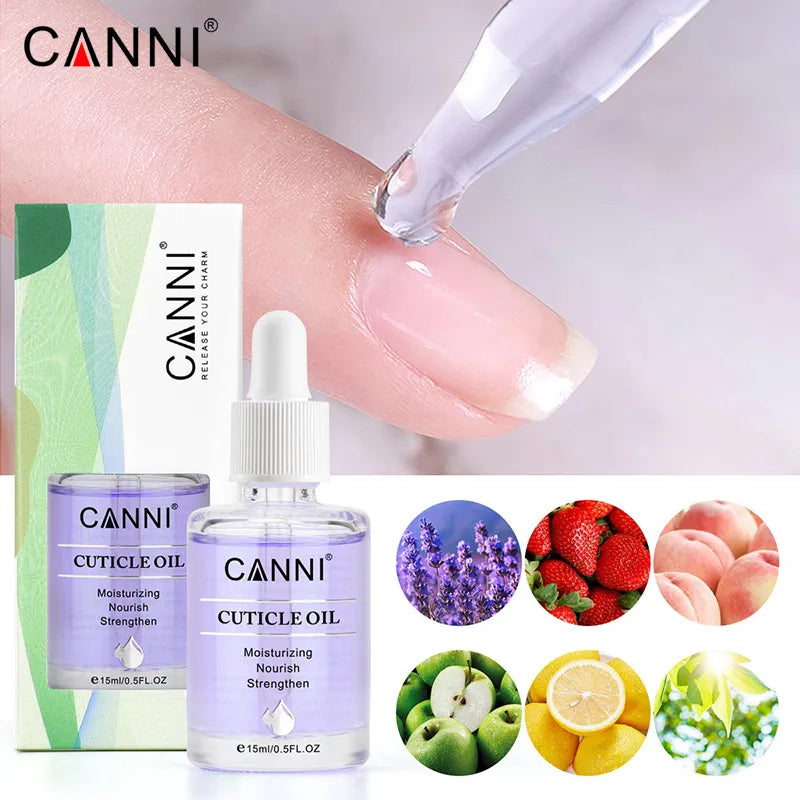 CANNI New 15ml Cuticle Oil 6 Flavor Nail Nourish Care Pure Natural Manicure Cuticle Deep Moisturize Oil Salon Cuticle Softener