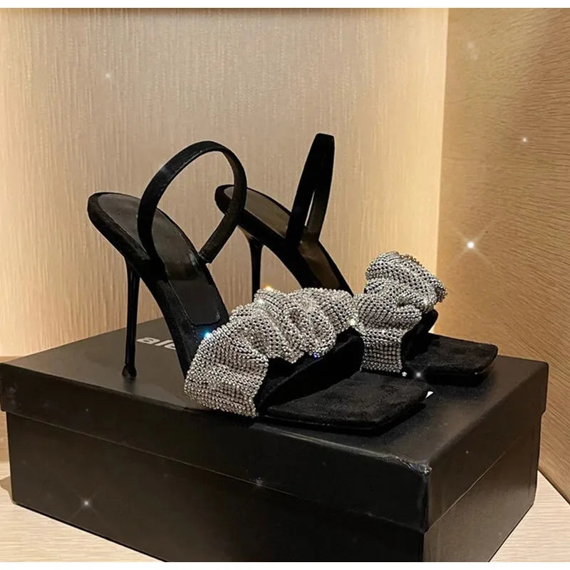 2024 Star style Luxury Rhinestones Women Sandals Elegant stiletto High heels Slingback Gladiator sandals Summer Party Prom shoes