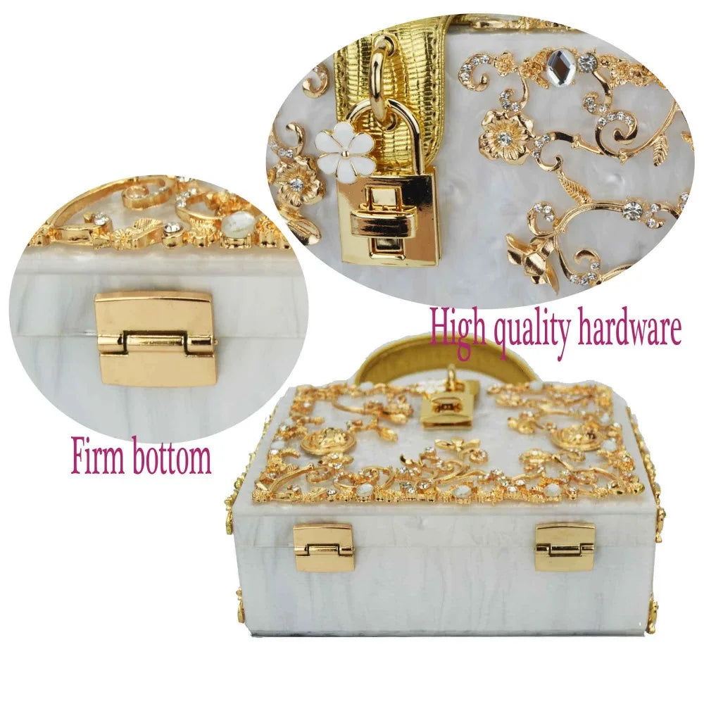 Box Designer diamond flower Clutch