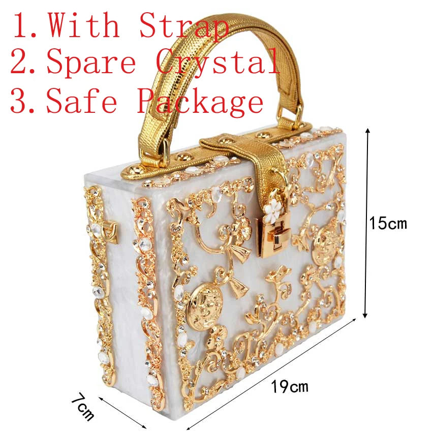 Box Designer diamond flower Clutch