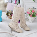 Boots Shoes Breathable Knit Line Mesh Korean High Summer Women Boots Knee High