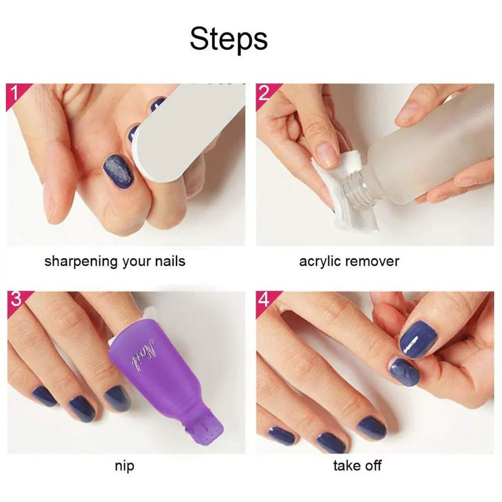 10pcs Plastic Nail Art Soak Off Cap Clip UV Gel Polish Remover Wraps Nail Polish Remover Clips Nail Cleaner Degreaser Art Tools