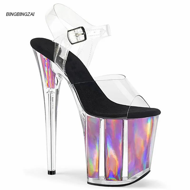 BBZAI New pattern Superior quality Super high heel ladies shoes 20CM Crystal Thin Heels Sandals shoes Waterproof 10CM 34-45 46