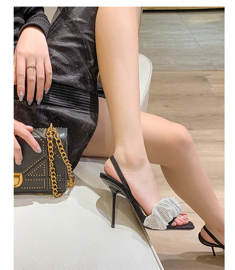 2024 Star style Luxury Rhinestones Women Sandals Elegant stiletto High heels Slingback Gladiator sandals Summer Party Prom shoes