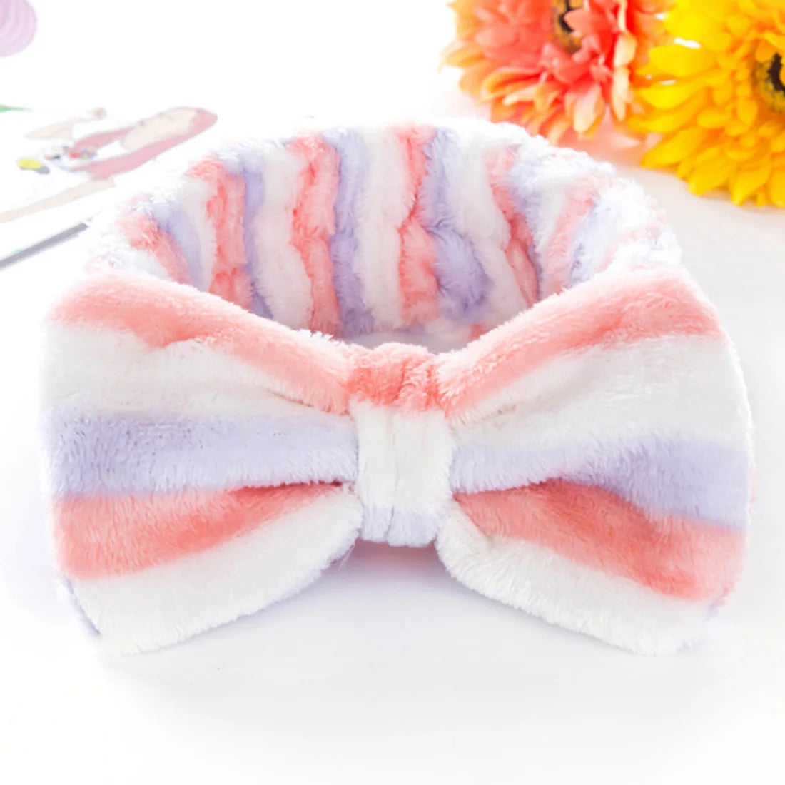 Korean Fashion Dot Printed Plush Bow Headbands Wash Face soft Hairband Makeup Headwrap Turban Elastic Headband Hair Accessories