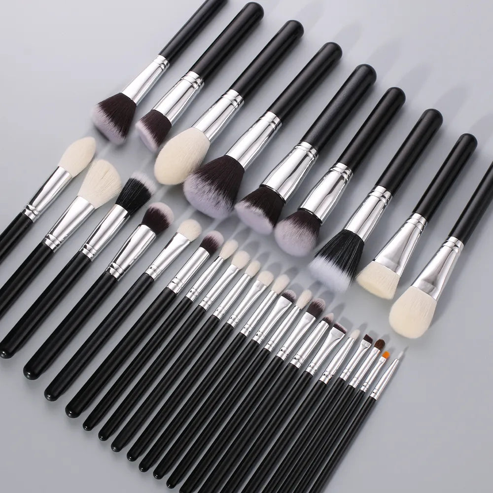 BEILI 15/25/30pcs Makeup brushes set No Logo Professional Natural goat hair Foundation Eyeshadow Eyebrow make up brushes