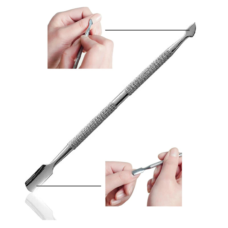 1Pcs Stainless Steel Double Head Cuticle Pusher for Manicure 2023 Tools for Nails Art Non-Slip Nail Cuticle Remover Accessories