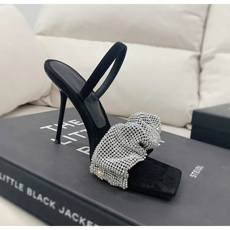 2024 Star style Luxury Rhinestones Women Sandals Elegant stiletto High heels Slingback Gladiator sandals Summer Party Prom shoes