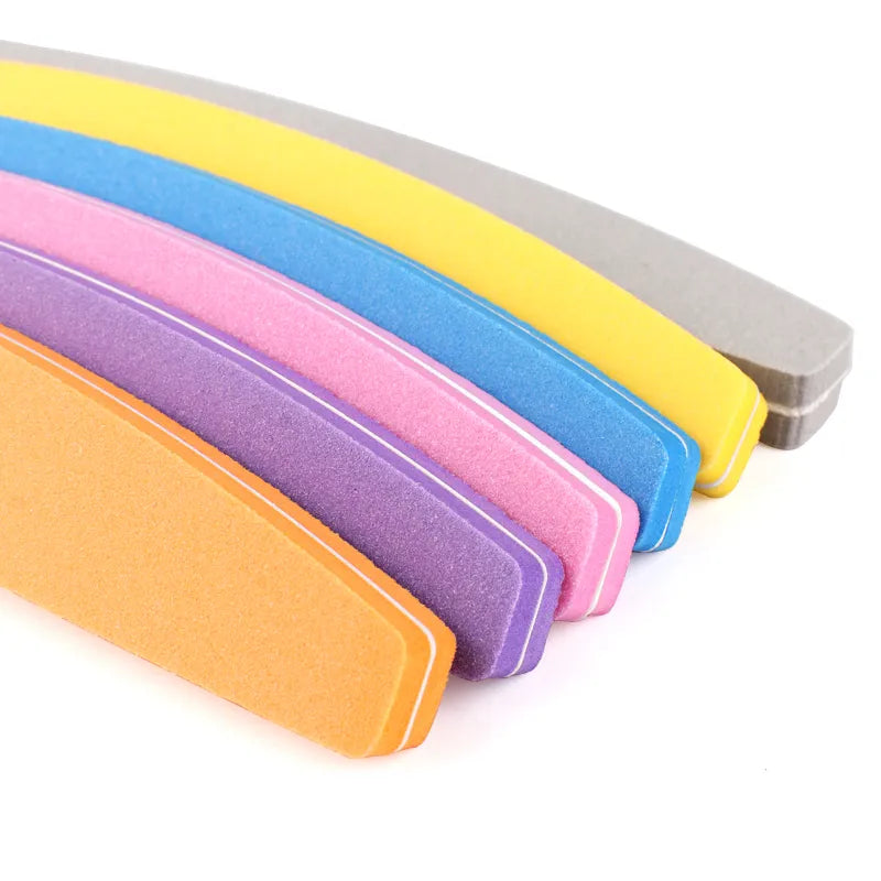 5Pcs Colorful Sponge Nail Art Files 100/180 Professionel Boat Nail Buffer Emery Board Grinding Manicure Buffers Block