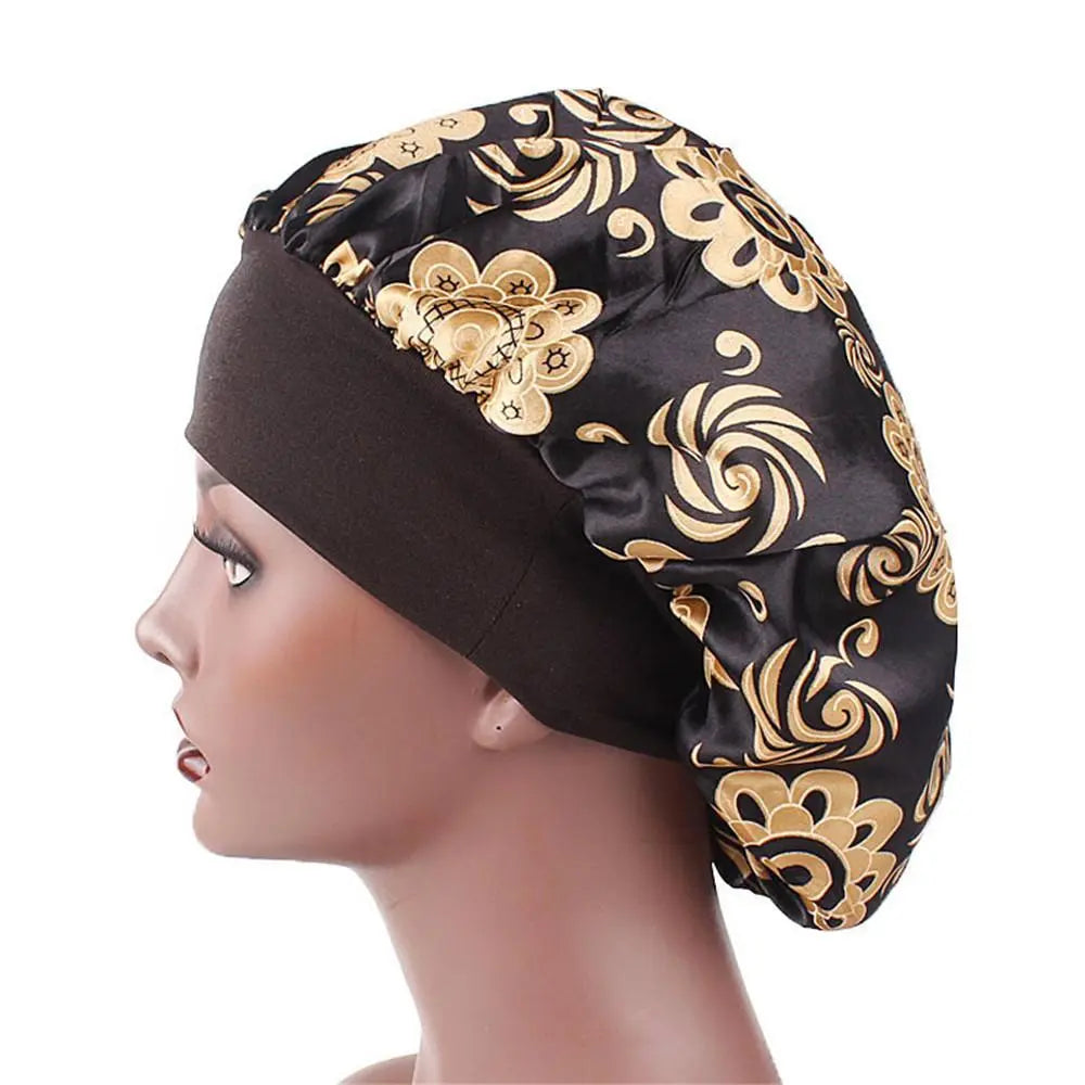 1PC Soft Night Sleep Satin Hat Women Elastic Wide Band Fashion Hair Loss Cover Head Wrap Satin Bonnet Hair Beauty Chemo Cap Care