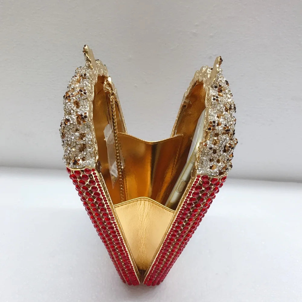 XIYUAN Popcorn Crystal Clutch Bags MINI Metal Box Minaudiere Purses Wedding Party Dinner Handbags Rhinestone Clutches Bags Gift