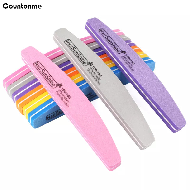 5Pcs Colorful Sponge Nail Art Files 100/180 Professionel Boat Nail Buffer Emery Board Grinding Manicure Buffers Block