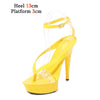 Walking Show Stripper Heels Clear Shoes Woman Platforms 15cm High Heels Sandals Women Sexy Fish Toe Wedding Shoes Flip Flops