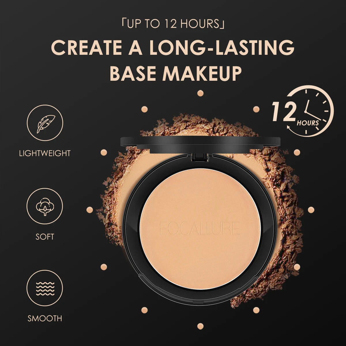 FOCALLURE 9 Colors Pressed Powder Oil Control Long-lasting Matte Lightweight Brightening Face Makeup Finishing Setting Powder