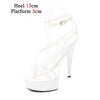 Walking Show Stripper Heels Clear Shoes Woman Platforms 15cm High Heels Sandals Women Sexy Fish Toe Wedding Shoes Flip Flops