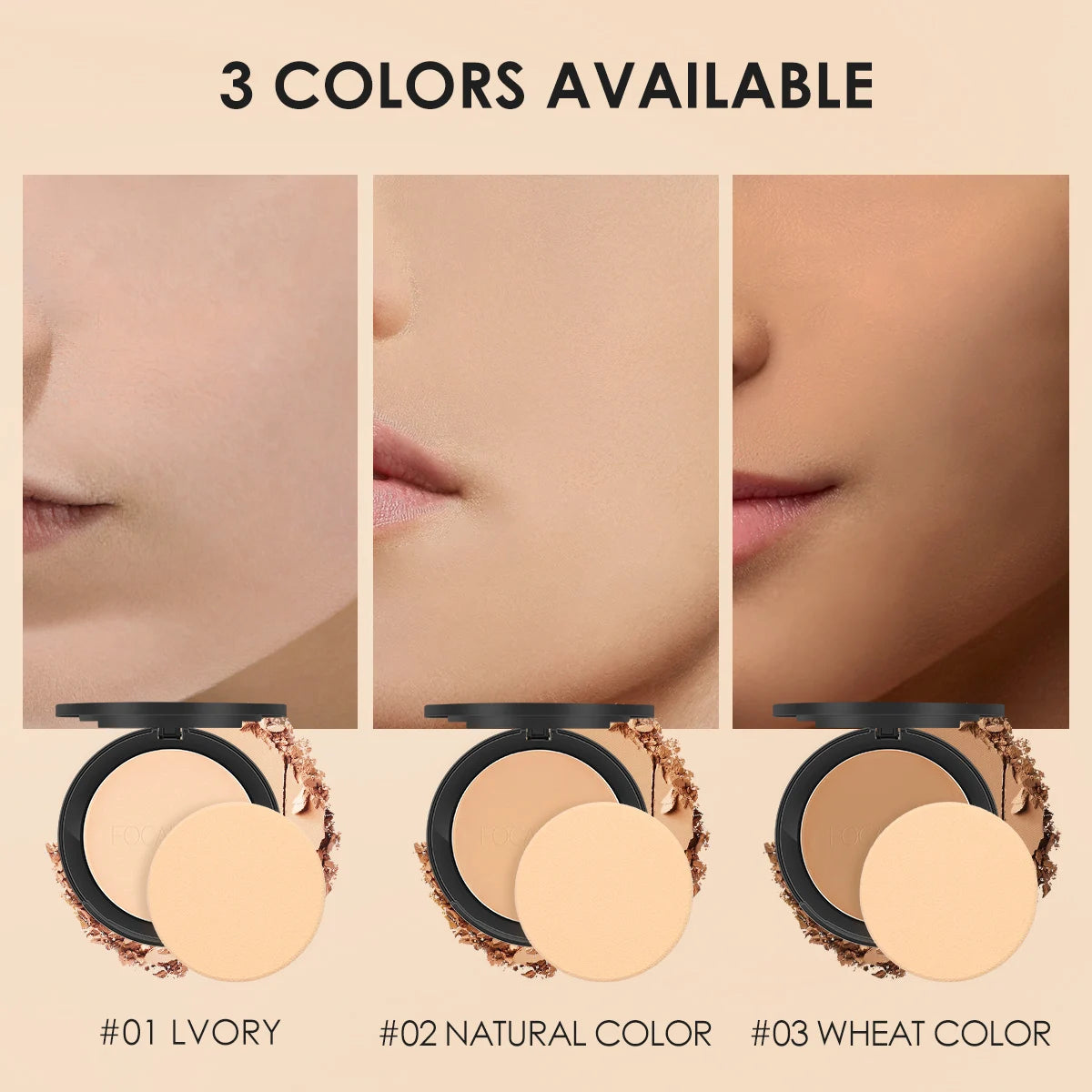 FOCALLURE 9 Colors Pressed Powder Oil Control Long-lasting Matte Lightweight Brightening Face Makeup Finishing Setting Powder